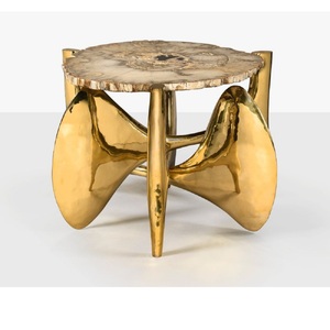 Mesa auxiliar de café de metal con diseño refinado y forma redonda, mesa de centro de calidad antigua, mesa auxiliar de aluminio de tamaño personalizado para latón. - Product Image 6