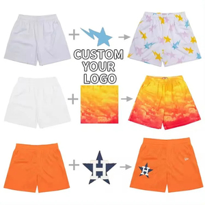 Shorts de basketball noirs personnalisés pour hommes avec bordure blanche, logo imprimé, respirants, séchage rapide, polyester/coton, taille à cordon, sport décontracté - Product Image 4