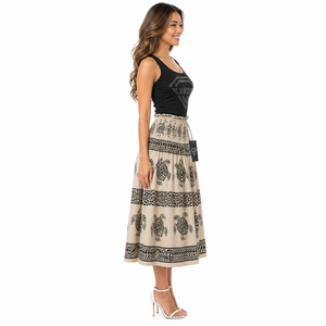 Women Hawaiian Beach Floral New Maxi Skirt Tropical Island Autumn Vacation Casual Lightweight Breathable Flowy Natural - Product Image 2