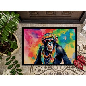 Nouveau Hippie Animal Chimpanzé Paillasson Antidérapant Lavable Low Pile 18H X 27W Intérieur Extérieur Tapis D'entrée pour Porte D'entrée - Product Image 3