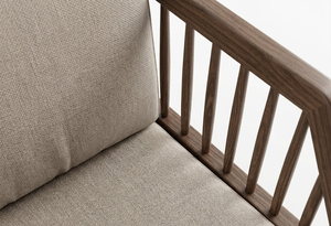 Scandinavian Mikkeli White 3-Seater <b>Sofa</b> Solid Mindi <b>Wood</b> <b>Frame</b> with Rattan Open Weaving and Fabric Foam Cushion for Living Room - Product Image 3