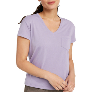 T-shirt décontracté d'été pour femme, col rond, 100 % coton toile respirant, personnalisable, basique, pour la gym et le sport, vente en gros - Product Image 1