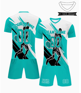 ชุดเสื้อยืดแขนกุดคอวีและกางเกงขาสั้นสำหรับเทนนิส พิมพ์ลายแบบซับลิเมชั่น ระบายอากาศได้ดี ซับเหงื่อ ชุดกีฬาสำหรับทุกเพศ พร้อมสกรีนชื่อทีมตามสั่ง - Product Image 3