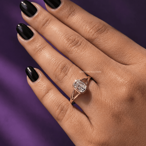 Bague de fiançailles à sangle fendue en diamant de laboratoire de type Old Mine Cut, certifiée IGI, en or massif 14K 18K, fabricant de bijoux de mariage sur mesure - Product Image 3