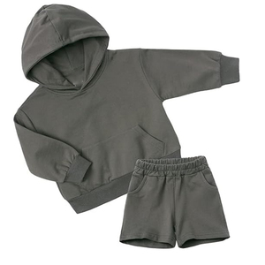 Ensemble short et sweat à capuche à manches longues pour garçons et filles, pull à capuche pour enfants, 2 pièces, tenues actives - Product Image 3