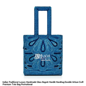 Bolso de Mano Tradicional Indio de Lujo Hecho a Mano con Cuentas de Vidrio y Asa de Baguette, Bolso Tote Premium Artesanal y Duradero, Promocional - Product Image 2
