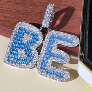 Collier de luxe Hip Hop en moissanite bleue et diamants, serti pavé, style cubain, pour hommes et femmes - Product Image 4