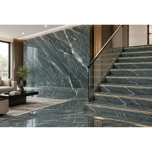 Carrelage en marbre poli Calcite Noir pour escalier moderne, application murale et au sol, design contemporain, finition de surface imperméable - Product Image 1