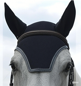 Exclusivo gorro de malla para caballos con protección para las orejas, cubre la cara, elástico y cómodo. - Product Image 1