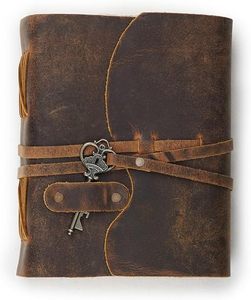 Carnet de notes en cuir rigide marron vieilli, reliure à cheval, 6x4, pages vierges, idéal pour un cadeau - Product Image 2