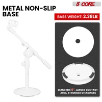 Support de microphone à 5 brins réglable de 21,5 pouces, pied de microphone de bureau avec base ronde pour microfono