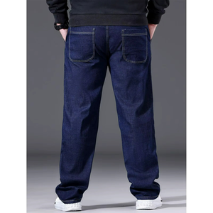 Jean en denim coupe droite pour homme, taille mi-haute, coupe ample, en coton, style décontracté, pour l'automne - Product Image 3