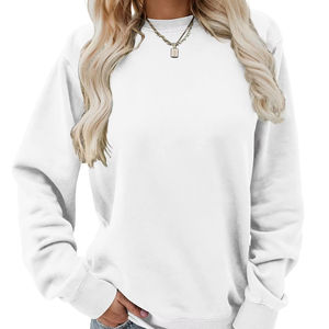Venta al por mayor directa de fábrica: Sudadera básica de cuello redondo para mujer, color liso, manga larga, estilo oversize, ropa casual de otoño. - Product Image 1