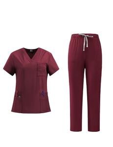 Tenue d'infirmière médicale à col montant et manches courtes pour femme, dernière conception, en mélange de coton satiné, ensemble de blouses d'hôpital - Product Image 4