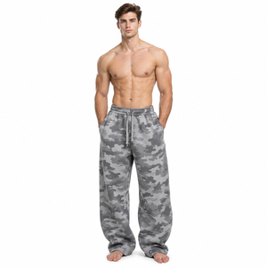 Pantalon de survêtement ample pour homme imprimé camouflage, en molleton épais automne-hiver, avec poches latérales en tissu éponge français - Product Image 2