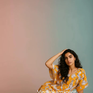 Impresionante Kimono Amarillo Mostaza con Estampado Floral, Ecológico, 100% Algodón, Largo Midi, Cuello Alto, Combinación Perfecta de Comodidad y Estilo - Product Image 1