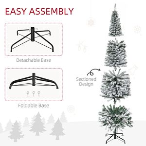 7.5 Tall Slim Artificial Christmas <b>Tree</b> with 738 Tips Unlit Snow-Flocked Realistic <b>Branches</b> - Product Image 6