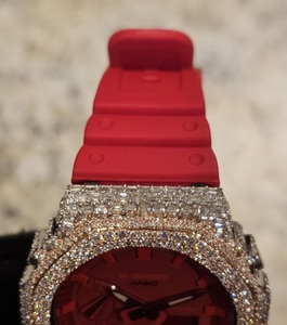<b>Red</b> Dial Iced Out ETA Mechanical Movement Stainless Steel Luxury Hip Hop Jewellery Moissanite Bust Diamond Style Unisex Watch - Product Image 3