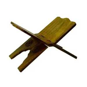 Handmade Wooden Quran <b>Box</b> With Geometric Inlay Folding Book Holder <b>Red</b> Fabric Lined Interior Islamic Prayer Access - Product Image 3