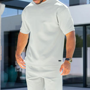 Mens Light Grey T <b>Shirt</b> And Shorts Set Relaxed Fit <b>Summer</b> Casual Matching Set Lightweight Breathable Cotton Polyester Outfit - Product Image 5