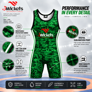 Green Custom <b>Wrestling</b> <b>Singlet</b> <b>Men</b> Youth Sublimation Team <b>Wrestling</b> Uniform 4 Way Stretch Quick Dry Custom Logo Wholesale - Product Image 2