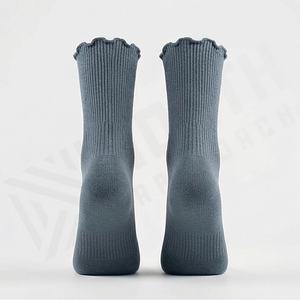 Lovely Double Needle Solid Color <b>Lace</b> Edge Relent Lady Lettuce Trim <b>Socks</b> Breathable Soft Casual Gift Customized Color Durable - Product Image 2