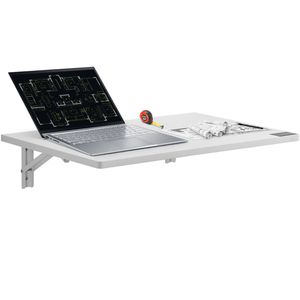 Tavolo Pieghevole Moderno da Parete 60x40cm, Scrivania Salvaspazio Sospesa con Supporto in Ferro - Product Image 3