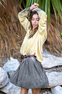 Moda mujer recortada Boho & Hippie colección para mujer Tie Dye manga larga cuello en V hasta la rodilla mujeres Sexy Vestido corto - Product Image 2
