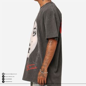 Camiseta Extra Grande de Algodón 100% con Logotipo Personalizado, para Hombre, Ecológica, de Lujo, Estilo Urbano, Impresión Gráfica DTG, Hombros Caídos - Product Image 4