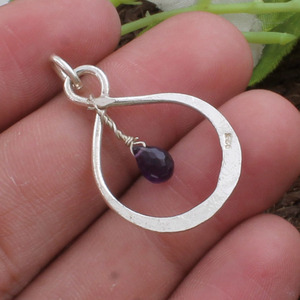 Pendentif goutte en améthyste violette naturelle, argent sterling 925, pierre précieuse facettée, collier, pierre de naissance de février, bijoux fins pour femmes - Product Image 3