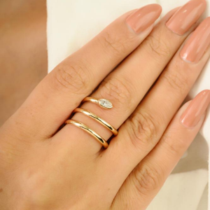 New Style Handmade Collection of 100% Natural Diamond Spiral <b>Wrap</b> Ring For <b>Wedding</b> K14 Solid Yellow Gold Unique Designer Jewelry - Product Image 4