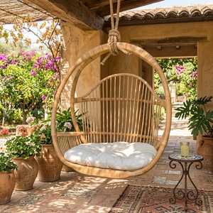 New Modern Minimalist Wholesale Natural Rattan Woven <b>Hanging</b> Swing <b>Chair</b> Indoor Outdoor Hotel Park Villa Seating Furniture Set - Product Image 4
