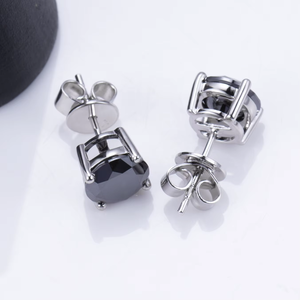 Classic Round <b>Onyx</b> Stud <b>Earrings</b> Claw Setting Unisex Everyday Wear - Product Image 2
