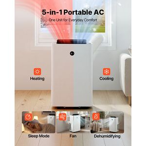 Aire Acondicionado Portátil 14000 BTU con Calefactor, Panel Táctil LED, Control Remoto, Unidad de Aire Acondicionado Vertical de 9800 BTU SACC, 5 en 1 - Product Image 2
