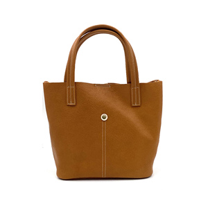 Bolso de Mano Tipo Cubo Pequeño de Cuero Genuino Verde, Bolso Tote para Mujer con Cierre de Botón para Compras Diarias y Viajes, Modelo Japonés 510318 - Product Image 3