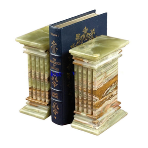 Serre-livres en onyx marbré, pierre naturelle de luxe, pour la décoration de la maison, du bureau, organisateur d'étagères moderne, ensemble cadeau - Product Image 2