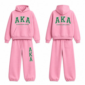 Ensemble de survêtement rose à capuche Alpha Kapa Alpha pour femme – Sweat-shirt et pantalon décontractés à manches longues avec logo imprimé au dos – Collection Hiver High Street - Product Image 4