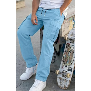Men's Cargo Pants <b>Drawstring</b> Casual Hiking Joggers Cotton Spandex Breathable Quick Dry Eco-Friendly Loose Straight <b>Trousers</b> - Product Image 6