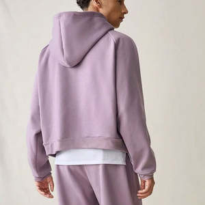 Nouveau pull à capuche pour homme de couleur violet clair, tissu 100% coton, manches longues, coupe ample, style streetwear, pour l'hiver - Product Image 6