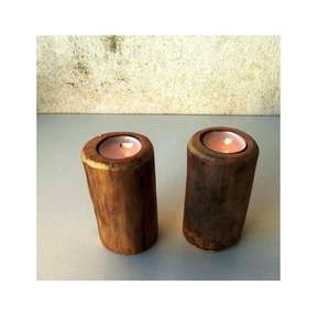 Porte-bougie en bois minimaliste pour mariages, événements festifs et cadeaux – Support de bougie rustique artisanal pour la décoration intérieure et la table - Product Image 1