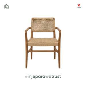 Fauteuil en rotin et bois de teck, fait main, style scandinave, écologique, imperméable, durable, pour intérieur/extérieur, restaurant, hôtel - Product Image 2