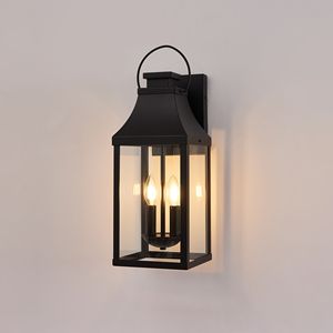 Lampada da Parete Moderna Nera per Esterni a 2 Luci, Applique da Esterno per Portico e Illuminazione Esterna, Lanterna da Parete con Montaggio a Muro - Product Image 3