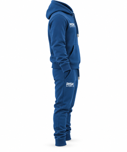 Ensemble de survêtement décontracté pour homme en coton bleu uni, comprenant un sweat à capuche et un pantalon de jogging, idéal pour l'hiver - Product Image 2