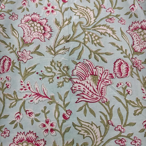 Robe mini bohème en coton écologique, imprimé floral fait main, col en V, manches 3/4, ourlet à volants en dentelle, lavable, naturelle - Product Image 5