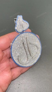 Colgante de tres letras GGG con incrustaciones de diamantes, moissanita talla baguette y pera, colgante grande personalizado, joyería de lujo estilo hip hop - Product Image 4