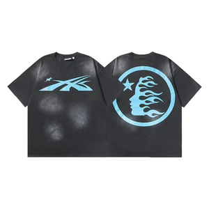 Vintage Wash Plus Size Men's T-Shirt Short Sleeve O-Neck Street Style Hip Hop Jersey Cotton Oversized Fit - Product Image 2