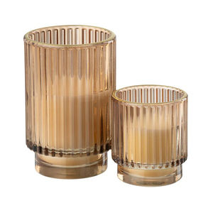 Porte-bougie en verre à fond côtelé, élégant pot à bougie en verre texturé pour la décoration de la maison et la mise en scène de la table - Product Image 5