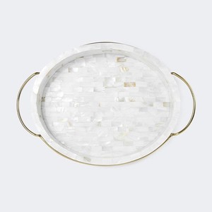Round Modern Serving Tray Mother Pearl Seashell Multi-functional Organizer for Breakfast Traditional Engraved Design Home Decor - Product Image 6