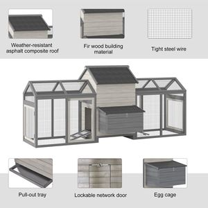 Grande scatola di nidificazione grigia a doppia corsa in legno pollaio e conigliera per cortile pollaio per polli e conigli - Product Image 4