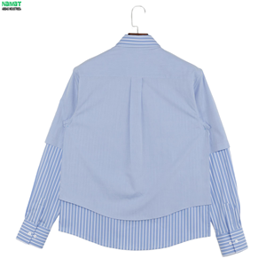 Double <b>Layer</b> Sleeve Shirt Men Heavyweight Cotton Crewneck Mock Long Sleeve <b>Top</b> Plain Casual Streetwear Clothing - Product Image 3